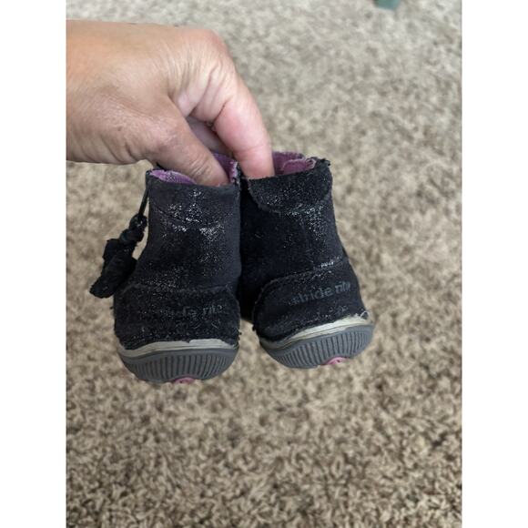 Stride Rite "Zoe" toddler girl sz. 4.5 Wide blk sparkle ankle boot/shoe. Adorabl - Picture 5 of 11